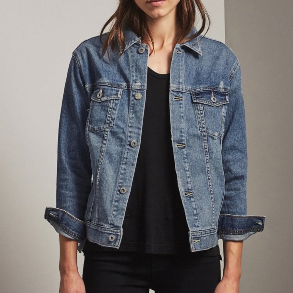 AG Adriano Goldschmied Women's Easy Ridged Nancy Denim Jacket XS 17 Years Grunge